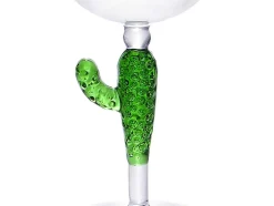 Set Van 4 Wijnglazen Met Cactusvoet - Transparant En Groen - O8,5 X H19,5 Cm - Gellif