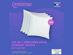 Set Van 4 Zachte Hoofdkussens 60 X 60 Cm - 400 Gr - Wit - Torivia