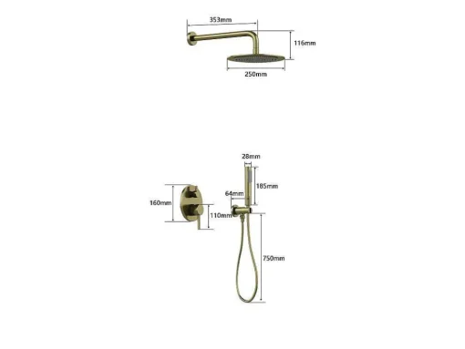 Set Van Inbouwdouche Met Mechanische Mengkraan - Goud Met Geborstelde Afwerking - Tamise