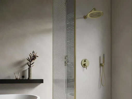 Set Van Inbouwdouche Met Mechanische Mengkraan - Goud Met Geborstelde Afwerking - Tamise