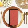 Set Van Tafellaken + 4 Servetten Van Linnen En Katoen - Zwarte Rand - Terracotta - 170 X 170 Cm - Borina
