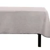 Set Van Tafellaken + 4 Servetten Van Linnen En Katoen - Zwarte Rand - Taupegrijs - 170 X 170 Cm - Borina