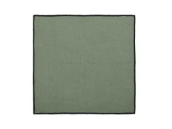 Set Van Tafellaken + 4 Servetten Van Linnen En Katoen - Zwarte Rand - Kaki - 170 X 300 Cm - Borina