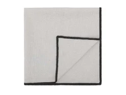 Set Van Tafellaken + 4 Servetten Van Linnen En Katoen - Zwarte Rand - Taupegrijs - 170 X 170 Cm - Borina
