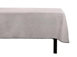 Set Van Tafellaken + 4 Servetten Van Linnen En Katoen - Zwarte Rand - Taupegrijs - 170 X 250 Cm - Borina