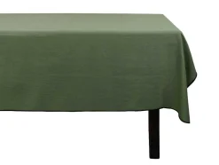 Set Van Tafellaken + 4 Servetten Van Linnen En Katoen - Zwarte Rand - Kaki - 170 X 300 Cm - Borina