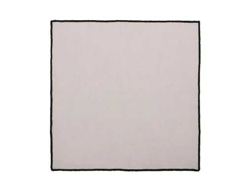 Set Van Tafellaken + 4 Servetten Van Linnen En Katoen - Zwarte Rand - Taupegrijs - 170 X 250 Cm - Borina