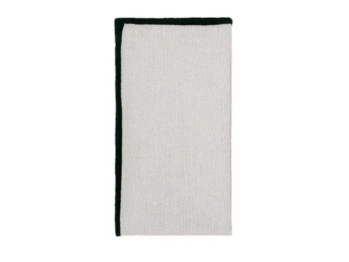 Set Van Tafellaken + 4 Servetten Van Linnen En Katoen - Zwarte Rand - Taupegrijs - 170 X 250 Cm - Borina