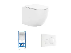 Set Voor Glanzend Witte Hang-Wc Met Voorwandsysteem En Bedieningsplaat - Javoine