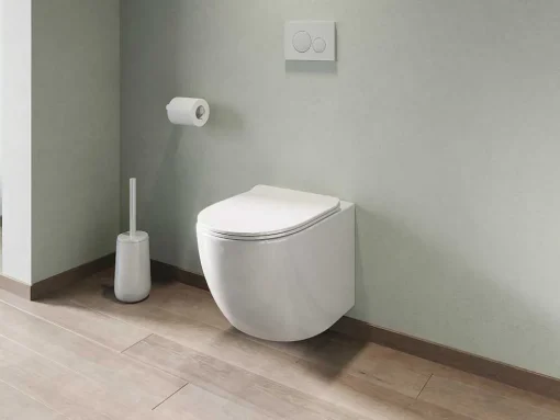 Set Voor Glanzend Witte Hang-Wc Met Voorwandsysteem En Bedieningsplaat - Javoine