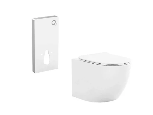 Set Voor Hang-Wc Met Decoratief Voorwandsysteem - Glanzend Wit - Javoine