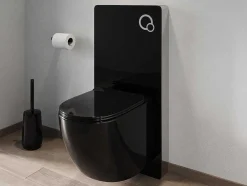 Set Voor Hang-Wc Met Decoratief Voorwandsysteem - Glanzend Zwart - Javoine