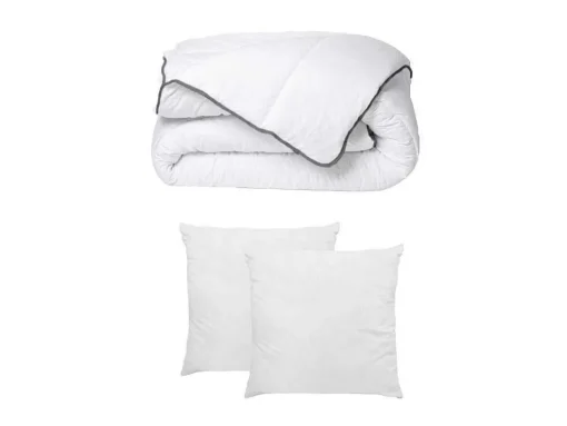 Set Zijdezacht Dekbed 220 X 240 Cm + 2 Hoofdkussens 60 X 60 Cm - Wit - Biesya