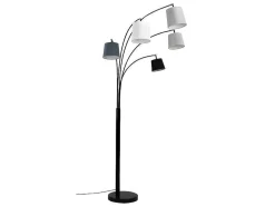 Sfeerlamp Met 5 Lampen Kappen Varieta Van Metaal En Stof - H234 Cm