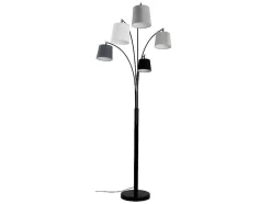 Sfeerlamp Met 5 Lampen Kappen Varieta Van Metaal En Stof - H234 Cm
