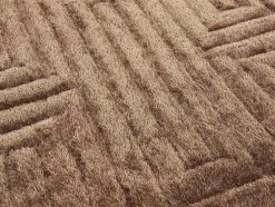 Shaggy Hoogpolig Vloerkleed In Relief - 160 X 230 Cm - Donkerbruin - Maze