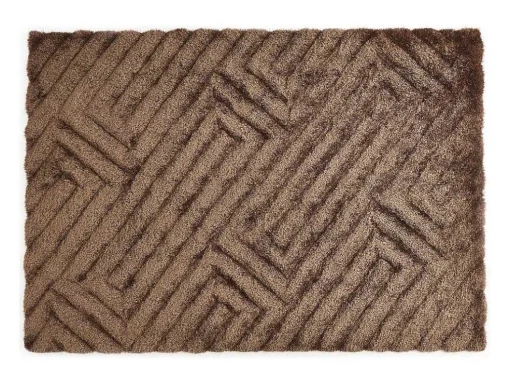 Shaggy Hoogpolig Vloerkleed In Relief - 160 X 230 Cm - Donkerbruin - Maze