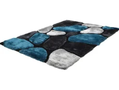 Shaggy Tapijt Pietra Turquoise En Grijs - Polyester - 120 X 170 Cm