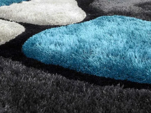 Shaggy Tapijt Pietra Turquoise En Grijs - Polyester - 140 X 200 Cm