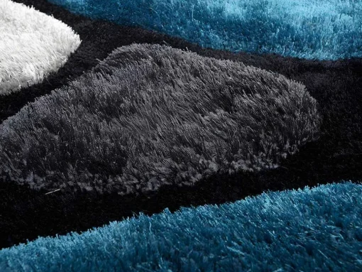 Shaggy Tapijt Pietra Turquoise En Grijs - Polyester - 120 X 170 Cm
