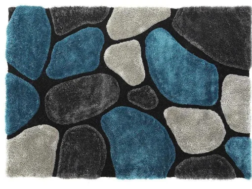 Shaggy Tapijt Pietra Turquoise En Grijs - Polyester - 120 X 170 Cm