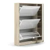 Shane Schoenenkast 3 Klapdeuren 2R, 1 Deur Eikenstructuur Decor, Wit Hoogglans.