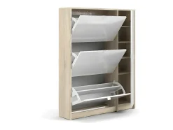 Shane Schoenenkast 3 Klapdeuren 2R, 1 Deur Eikenstructuur Decor, Wit Hoogglans.