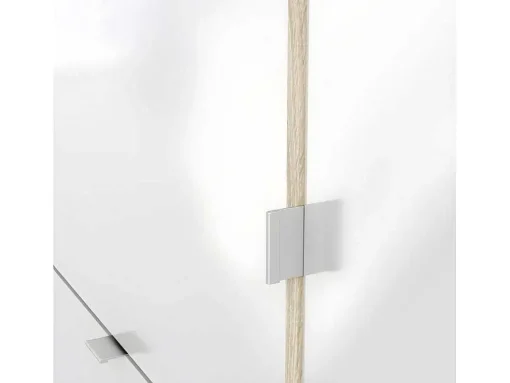 Shane Schoenenkast 3 Klapdeuren 2R, 1 Deur Eikenstructuur Decor, Wit Hoogglans.