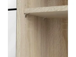 Shane Schoenenkast 3 Klapdeuren 2R, 1 Deur Eikenstructuur Decor, Wit Hoogglans.