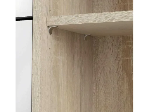 Shane Schoenenkast 3 Klapdeuren 2R, 1 Deur Eikenstructuur Decor, Wit Hoogglans.