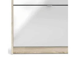 Shane Schoenenkast 3 Klapdeuren 2R, 1 Deur Eikenstructuur Decor, Wit Hoogglans.