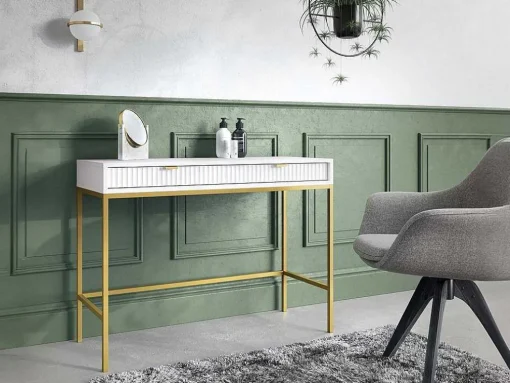 Sidetable Met 2 Laden - Wit En Goudkleurig - Liouba Van Pascal Morabito
