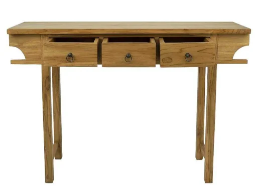 Sidetable Met 3 Lades In Teak - Kleur: Houtlook - Wekea