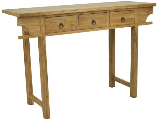 Sidetable Met 3 Lades In Teak - Kleur: Houtlook - Wekea