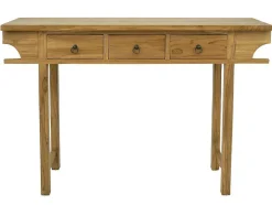 Sidetable Met 3 Lades In Teak - Kleur: Houtlook - Wekea