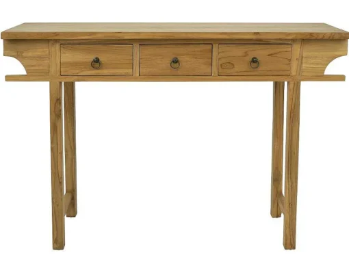 Sidetable Met 3 Lades In Teak - Kleur: Houtlook - Wekea