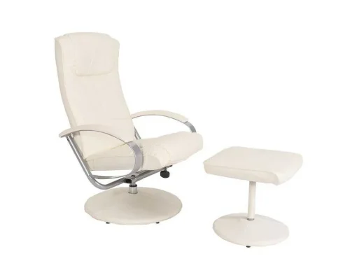Siena Relaxfauteuil Met Kruk, Creme-Wit