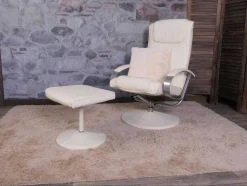 Siena Relaxfauteuil Met Kruk, Creme-Wit