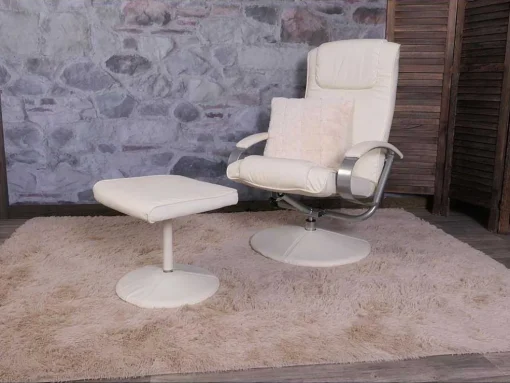 Siena Relaxfauteuil Met Kruk, Creme-Wit