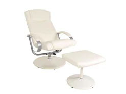 Siena Relaxfauteuil Met Kruk, Creme-Wit