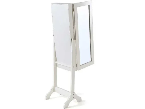 Sieradenkastje Met Spiegel Berenice - Mdf En Grenen - 120 X 39 X 30 Cm - Wit