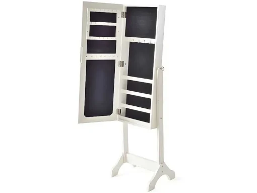 Sieradenkastje Met Spiegel Berenice - Mdf En Grenen - 120 X 39 X 30 Cm - Wit