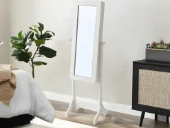 Sieradenkastje Met Spiegel Berenice - Mdf En Grenen - 120 X 39 X 30 Cm - Wit