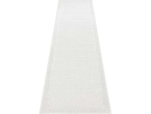 Sisal Tapijt, Loper Timo 5979 Buitenshuis Kader Wit 80X250 Cm