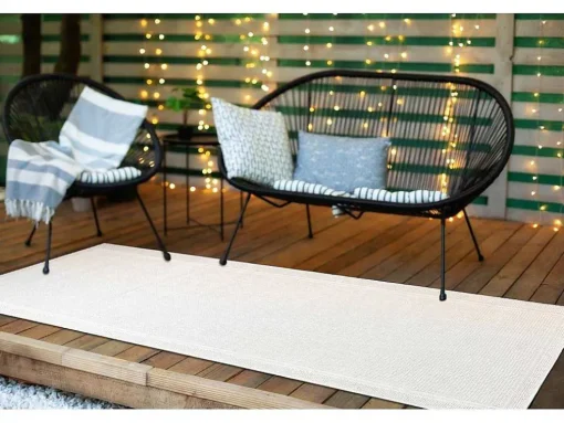 Sisal Tapijt, Loper Timo 5979 Buitenshuis Kader Wit 80X250 Cm