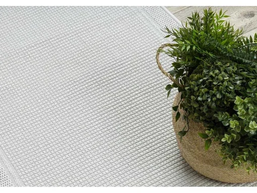 Sisal Tapijt, Loper Timo 5979 Buitenshuis Kader Wit 80X250 Cm