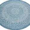 Sisal Tapijt Sisal Loft 21207 Rosette Rond Boho Ivoor/Zilver/Blauw Cercle 120 Cm