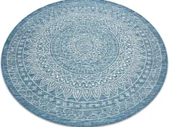Sisal Tapijt Sisal Loft 21207 Rosette Rond Boho Ivoor/Zilver/Blauw Cercle 120 Cm