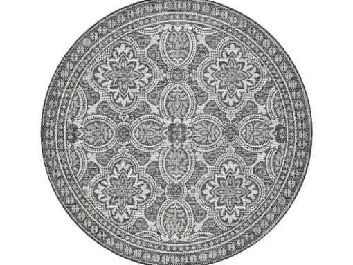 Sisal Tapijt Sisal Loft 21193 Rond Boho Ivoor/Zilver/Grijskleuring Cercle 120 Cm