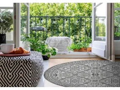 Sisal Tapijt Sisal Loft 21193 Rond Boho Ivoor/Zilver/Grijskleuring Cercle 120 Cm